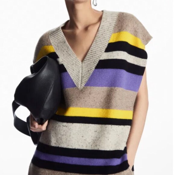 NWOT COS 100% Wool Oversized Striped Vest. - Picture 3 of 9